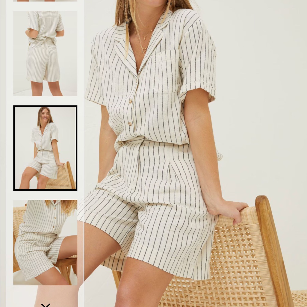Striped Short Sleeve Shirt And Shorts Set